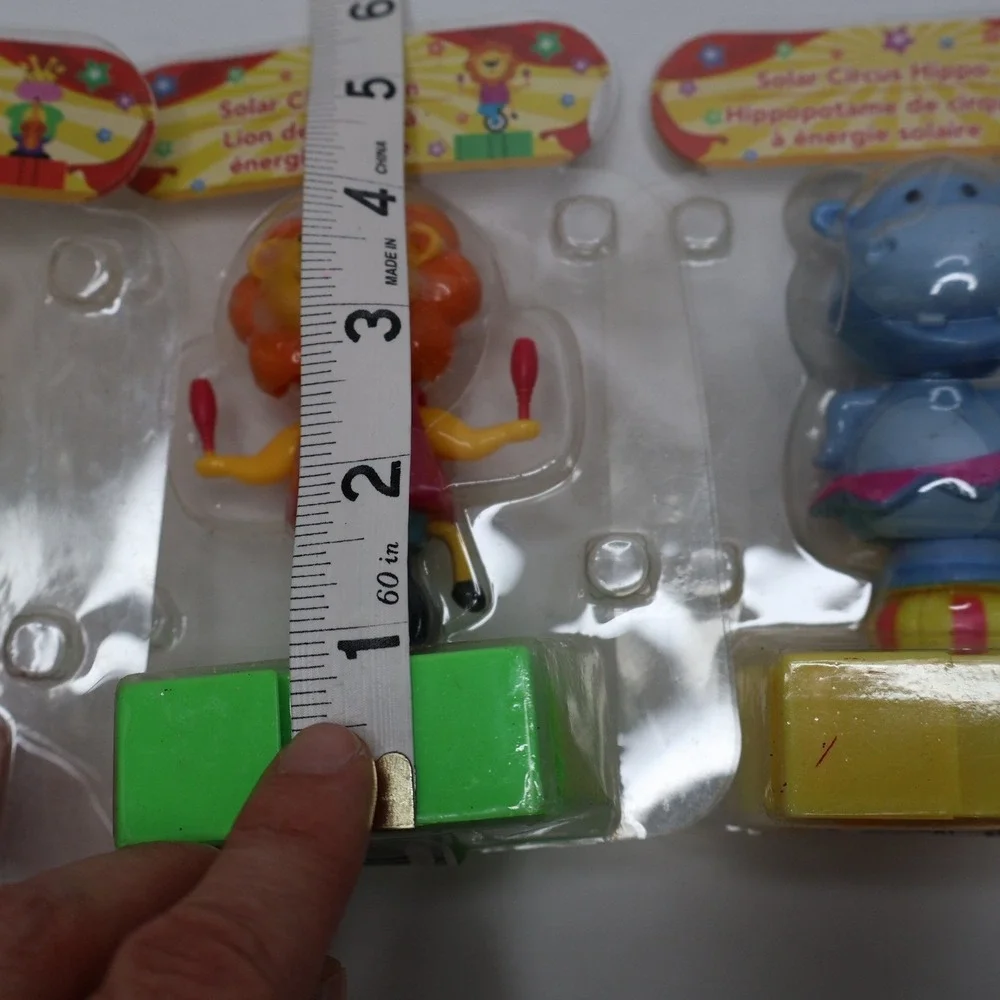 Lot of 3 Solar Circus Dancing Animals Giraffe Hippo Lion Dashboard Toys New‎ IOP